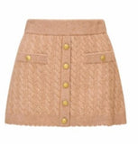 LoveShackFancy Berritt Cashwool Cables Cashmere Mini Skirt Camel Melange
