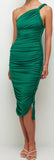 SIMKHAI Alessia Draped Jersey Midi Dress Kelly Green