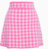 LoveShackFancy Muna Checkered Mini Skirt Pink Pearl