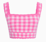 LoveShackFancy Jessyn Checkered Tank Pink Pearl