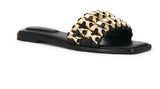 SIMKHAI Faye Beaded Leather Flat Slide Black