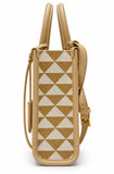 Prada Symbole Triangle Jacquard Shopper Tote Bag Beige w/ Gold Hardware