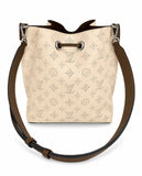 Louis Vuitton Mahina Bucket Bag Beige w/ Silver Hardware