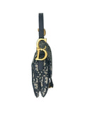 Dior Mini Saddle Bag Blue Oblique Embroidery w/ Gold Hardware
