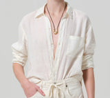 Citizens of Humanity Kayla Shrunken Linen Shirt Vanilla Cream