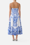 Camilla Ruffle Hem Tie Front Midi Dress Ceramic Panoramic