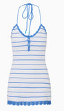 LoveShackFancy Lilibelle Striped Crochet Mini Dress Maritime Stripes