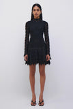 SIMKHAI Joy Guipure Lace Mini Dress LS Black