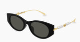 Gucci Sophie Black & Pearl / Gold Frame w/ Grey Lens Sunglasses