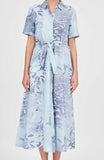 SIMKHAI Audria Belted Midi Dress Sky Floral
