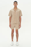 SIMKHAI Sebastian Yarn Dye Stripe Shorts Khaki