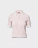 Rag & Bone Laurie Knit Tipped Polo Shirt Light Pink