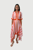 SIMKHAI Abrielle Handkerchief Midi Dress Tulip Stripe