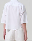 Citizens of Humanity Frances Cropped Cape Button Up Optic White