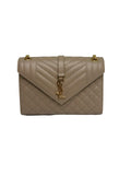 Saint Laurent Medium Envelope Bag Beige w/ Gold Hardware