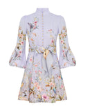 Zimmermann Button Mini Dress Blue Aviary