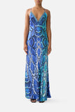 Camilla V Neck Full Length Bias Slip Dress The Sapphire Serpent