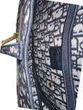 Dior Saddle Bag Blue Oblique Embroidery w/ Gold Hardware