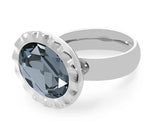 Qudo Tivola Unica Big Crystal Silver Night Stone Ring Silver
