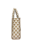 Prada Symbole Triangle Jacquard Tote Bag Beige w/ Gold Hardware