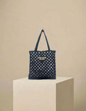 Prada Small Raffia Embroidered Triangle Logo Tote Bag Black w/ Gold Hardware