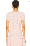 LoveShackFancy Lilifred Heart Argyle Knit Top Velour Pink