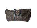 Louis Vuitton Keepall Bandouliere 55 Monogram Duffle Bag w/ Silver Hardware