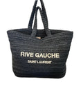 Saint Laurent Rive Gauche Raffia Tote Bag Black