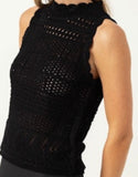 Sundays Crewe Pointelle Linen Tank Black