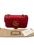 Gucci Marmont Mini Shoulder Bag Red w/ Gold Trim