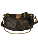 Louis Vuitton Multi Pochette Accessoires Monogram Green Strap w/ Gold Hardware