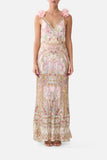 Camilla V Neck Bias Slip Dress With Back Frill In The Name Of Nouveau