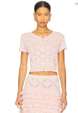LoveShackFancy Lilifred Heart Argyle Knit Top Velour Pink