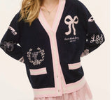 LoveShackFancy Everdine Cardigan Midnigt Harvest