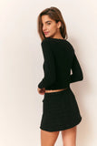 LoveShackFancy Martti Stretch Pointelle Cardigan Black
