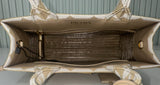 Prada Symbole Triangle Jacquard Tote Bag Beige w/ Gold Hardware
