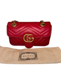 Gucci Marmont Mini Shoulder Bag Red w/ Gold Trim