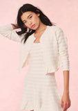 LoveShackFancy Rogan Pointelle Knit Cardigan Ivory