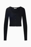 LoveShackFancy Martti Stretch Pointelle Cardigan Black