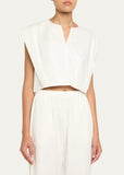 SIMKHAI Wrenli Pleated Top White