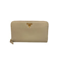 Prada Large Zippy Wallet White Saffiano Leather