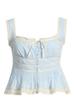 LoveShackFancy Kaelin Top Chambray Sky