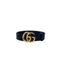 Gucci Unisex GG Buckle 1" Leather Shiny Belt w/ Gold Hardware