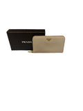 Prada Large Zippy Wallet White Saffiano Leather