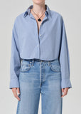 Citizens of Humanity Ana Cropped Shirt Banker Blue Plaid