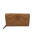 Gucci Gg Marmont Leather Zip Wallet Beige