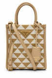 Prada Symbole Triangle Jacquard Shopper Tote Bag Beige w/ Gold Hardware