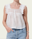 Citizens of Humanity Mia Embroidered Top White