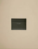 Saint Laurent Paris Grain De Poudre Embossed Leather Card Case Sage