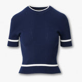 Rag & Bone Kassy Ribbed Short-Sleeve Sweater Navy